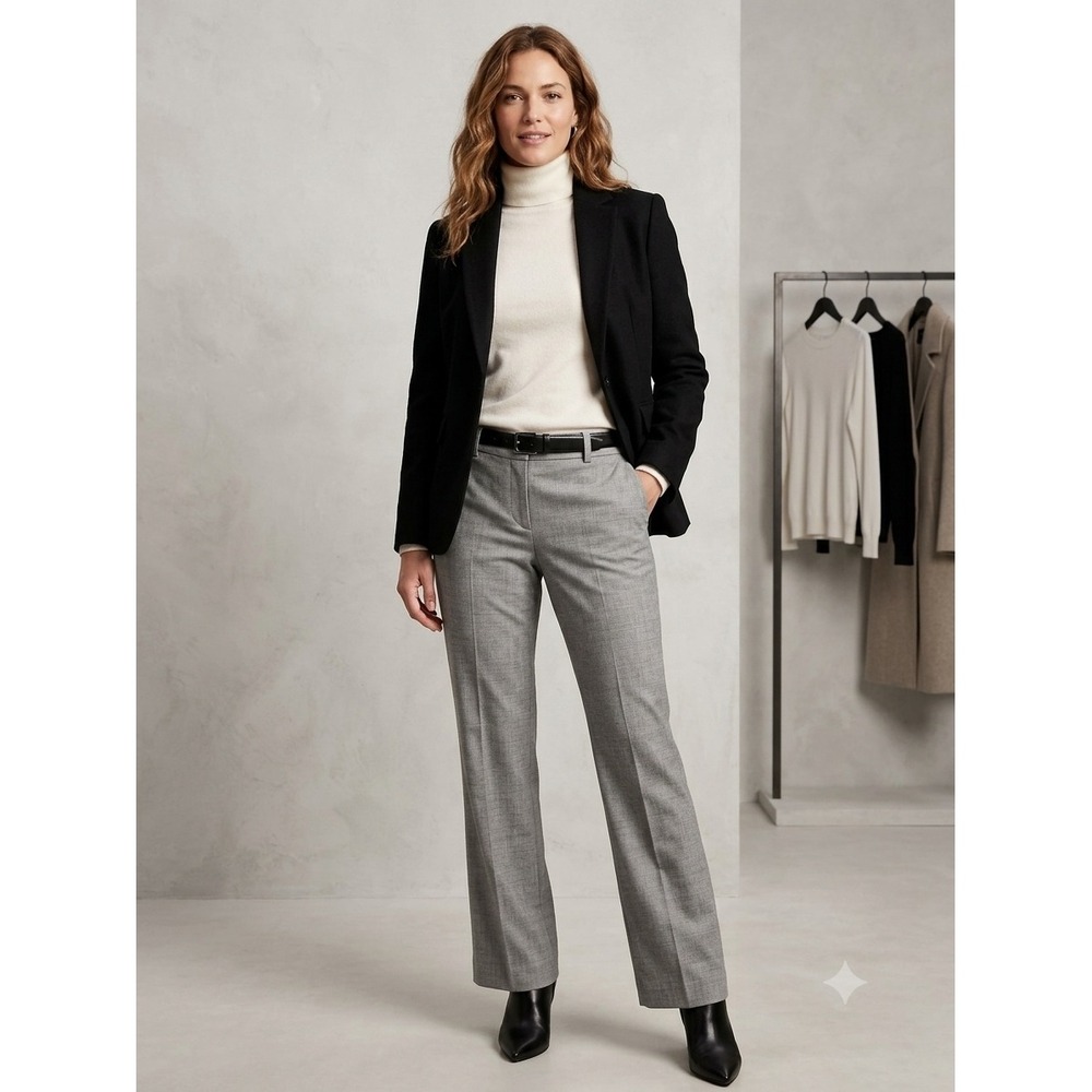 Banana Republic Martin Fit Gray Wool Blend Straight Leg Dress Pants Womens 10